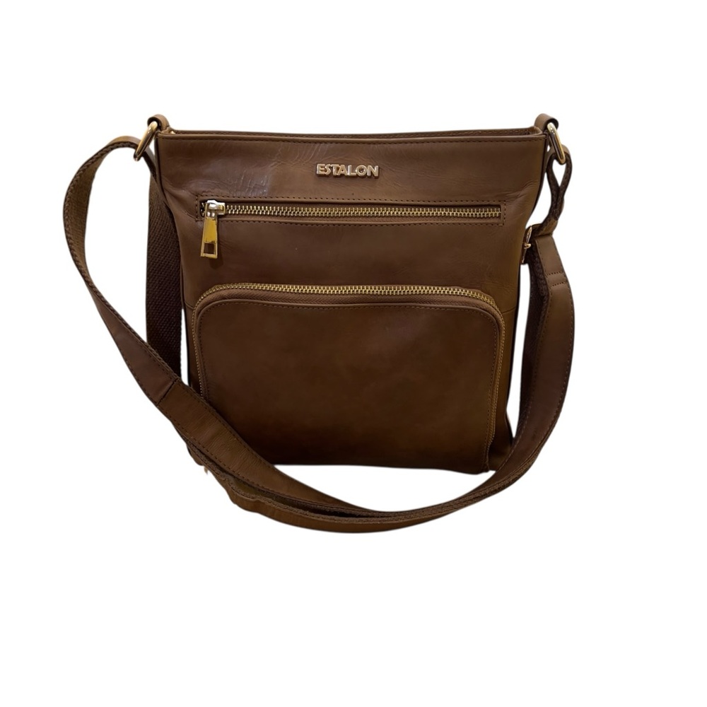 Estalon Genuine Leather Convertible Crossbody Shoulder Bag – Brown Made in India - Picture 2 of 16